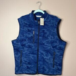 Peter Millar Crown Micro Shearling Fleece Vest Atlantic Blue camo print L NWT